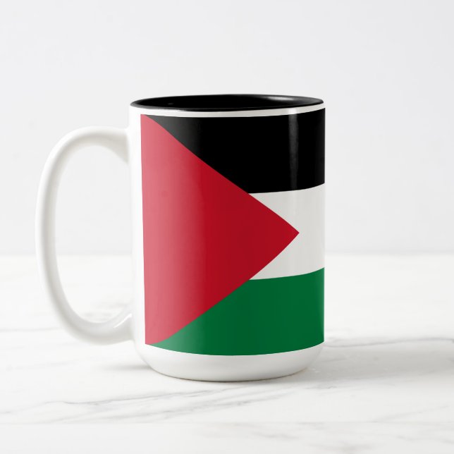 Caneca De Café Em Dois Tons Bandeira Palestiniana (Palestina) (Esquerda)