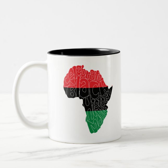 Caneca De Café Em Dois Tons Bandeira Pan-Africana Design de Arte Mês da Histór (Esquerda)