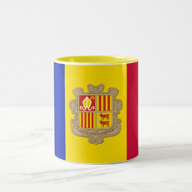 Caneca De Café Em Dois Tons Bandeira Patriótica Andorra (Centro)