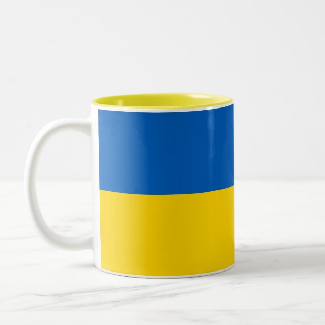 Caneca De Café Em Dois Tons Bandeira Patriótica da Ucrânia (Esquerda)
