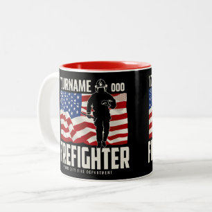 Caneca De Café Em Dois Tons Bandeira Patriótica de Resgate do Bombeiro Persona