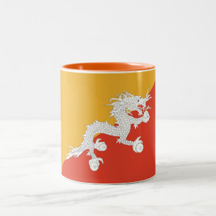 Caneca De Café Em Dois Tons Bandeira Patriótica do Butão