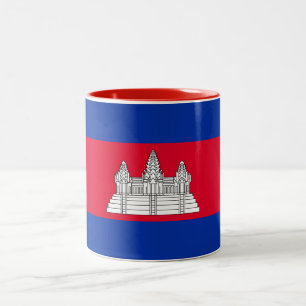 Caneca De Café Em Dois Tons Bandeira Patriótica do Camboja