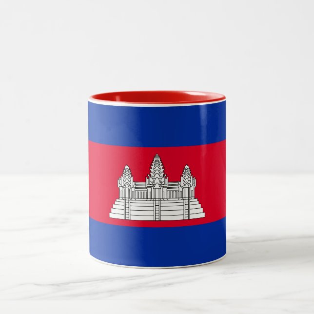 Caneca De Café Em Dois Tons Bandeira Patriótica do Camboja (Centro)