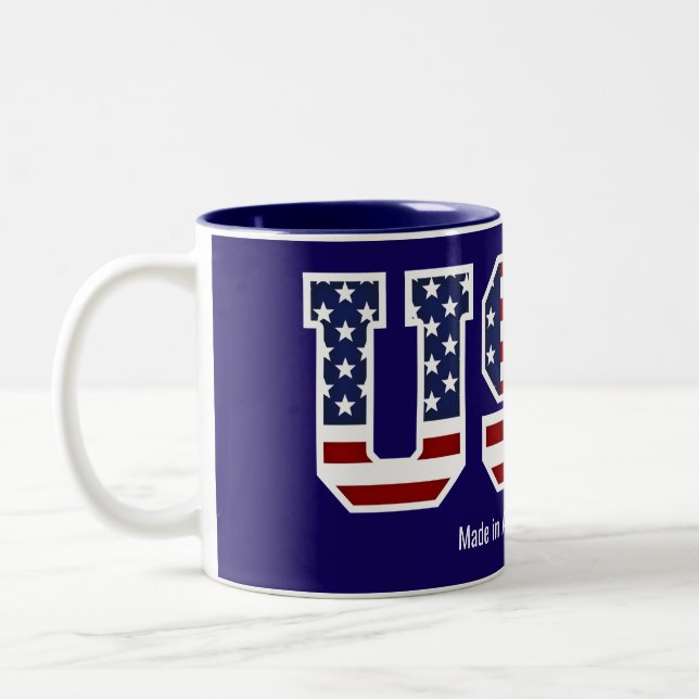 Caneca De Café Em Dois Tons Bandeira Patriótica dos EUA feita na América (Esquerda)