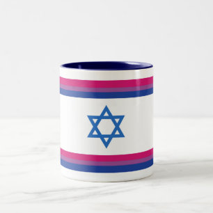Caneca De Café Em Dois Tons Bandeira Pequena do Orgulho Israelense Bissexual