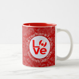 Caneca De Café Em Dois Tons Bandeira Personalizada LOVE Vermelho Canadense