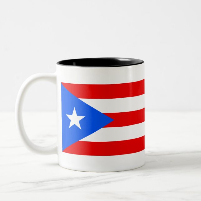 Caneca De Café Em Dois Tons Bandeira Porto Rico (Esquerda)