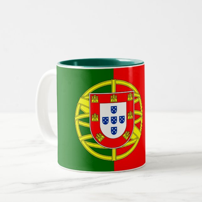 Caneca De Café Em Dois Tons Bandeira Portuguesa (Frente Esquerda)