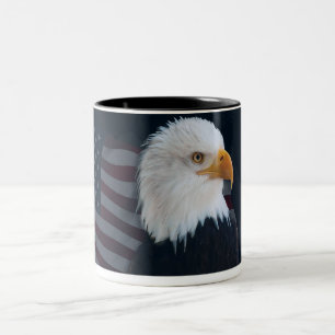 Caneca De Café Em Dois Tons Bandeira principal branca dos EUA Eagle