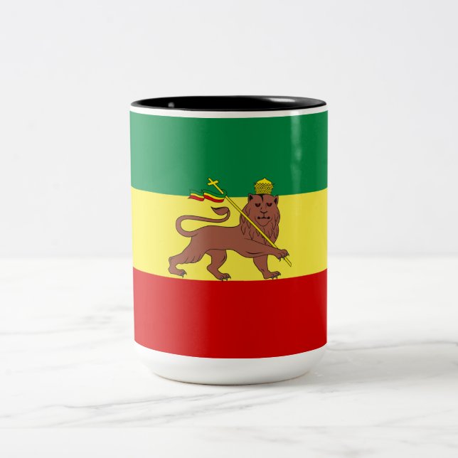 Caneca De Café Em Dois Tons Bandeira Rastafariana (Rastafarianismo) (rasta) (Centro)