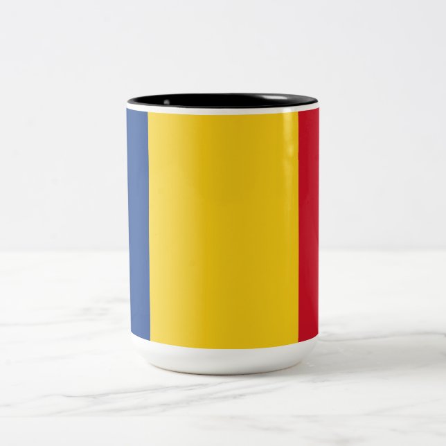 Caneca De Café Em Dois Tons Bandeira romena (Romênia) (Centro)
