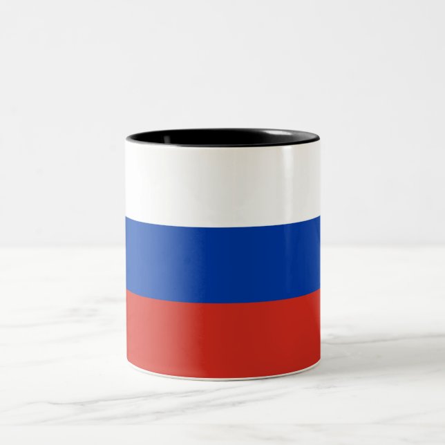 Caneca De Café Em Dois Tons Bandeira Russa (Rússia) (Centro)
