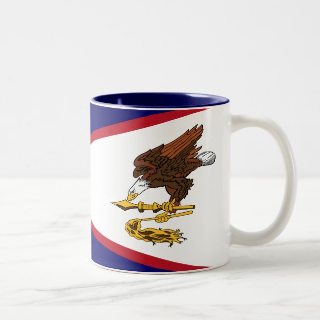 Caneca De Café Em Dois Tons Bandeira Samoa Americana Patriótica (Direita)