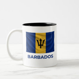 Caneca De Café Em Dois Tons Bandeira Simples de Barbados | Orgulho Diário