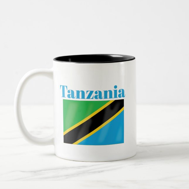 Caneca De Café Em Dois Tons Bandeira Tanzânia Café Mug (Esquerda)