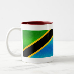 Caneca De Café Em Dois Tons Bandeira tanzaniana descascada moderna