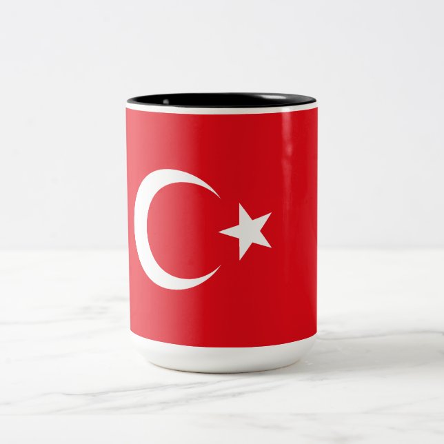 Caneca De Café Em Dois Tons Bandeira Turca (Turquia) (Centro)