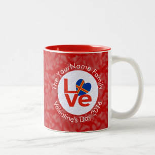 Caneca De Café Em Dois Tons Bandeira Vermelha de Amor Personalizada das Ilhas