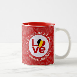 Caneca De Café Em Dois Tons Bandeira Vermelha do Amor Personalizada da Bélgica