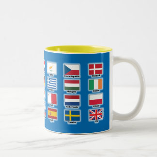 Caneca De Café Em Dois Tons Bandeiras de 28 nações da UE da União Europeia -