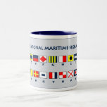 Caneca De Café Em Dois Tons Bandeiras marítimas<br><div class="desc">Todos os sinais internacionais marítimos da bandeira projetaram pelas bandeiras numéricas de Photo_mall igualmente disponíveis</div>