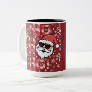 Caneca De Café Em Dois Tons Bandeja de servir Natal do Cool Retro Papai Noel