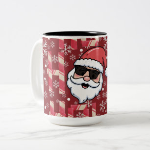Caneca De Café Em Dois Tons Bandeja de servir Natal do Cool Retro Papai Noel