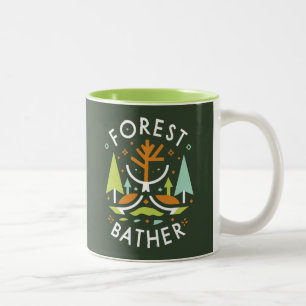 Caneca De Café Em Dois Tons Banhista da Floresta Cubista