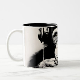 Caneca De Café Em Dois Tons Banksy DJ Monkey Gorilla Chimp Art Impressão