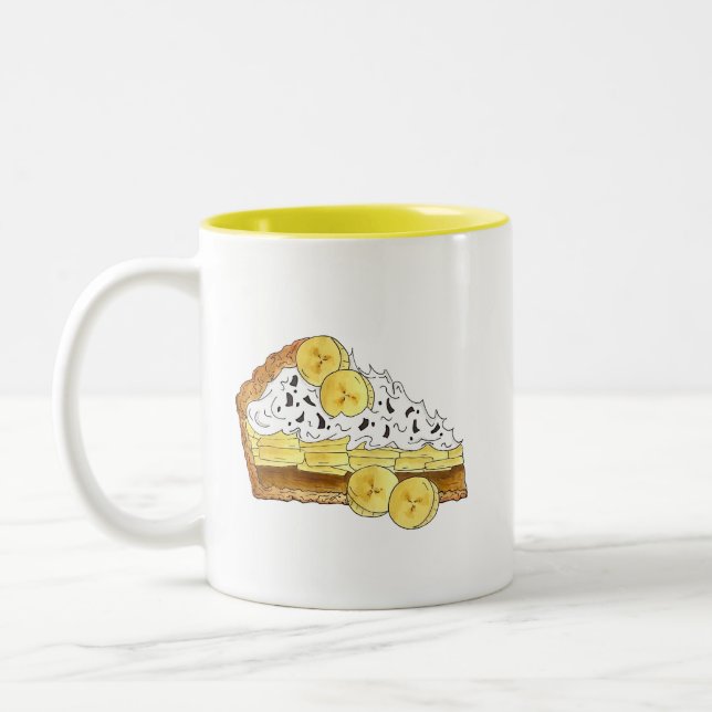 Caneca De Café Em Dois Tons Banoffee Banana Toffee Pie Slice UK British Comida (Esquerda)