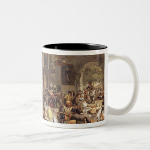 Caneca De Café Em Dois Tons Banquete em uma pensão