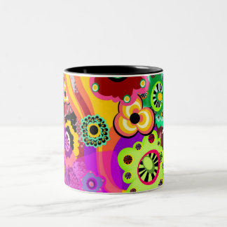 Caneca De Café Em Dois Tons Baquelite floral abstrata