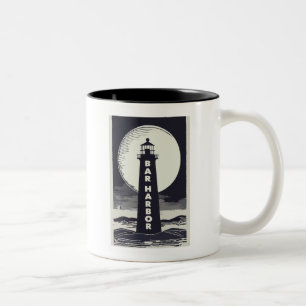 Caneca De Café Em Dois Tons Bar Harbour Maine Lighthouse Moon