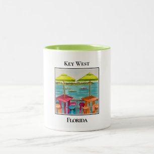 Caneca De Café Em Dois Tons Bar, Mesa, Cadeiras, Guarda-chuvas, Key West