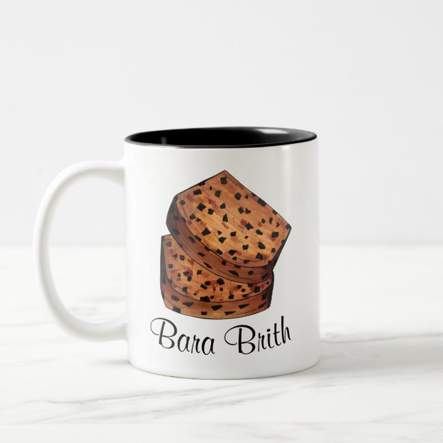 Caneca De Café Em Dois Tons Bara Brith Wales Welsh Bread Fruta Loaf Baking (Esquerda)