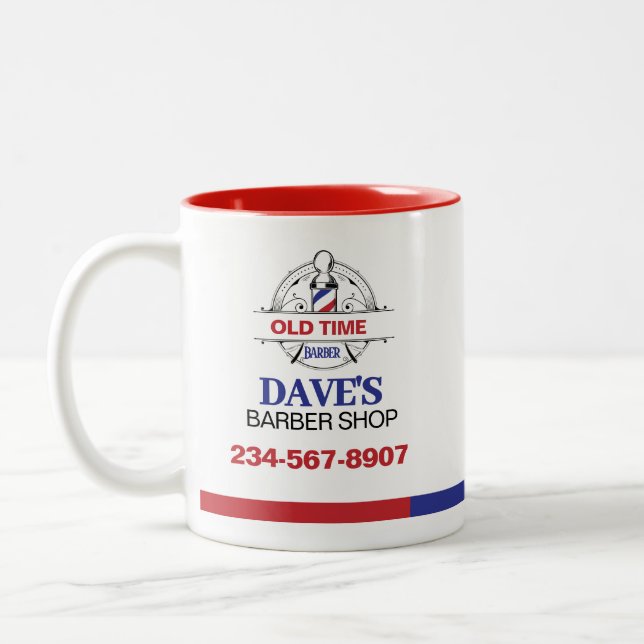 Caneca De Café Em Dois Tons Barbearia Antiga (Esquerda)