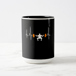 Caneca De Café Em Dois Tons Barbell Weighising Heartbeat Bodybuilding Legal