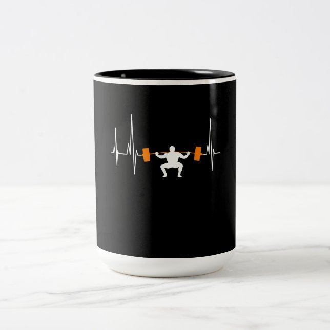Caneca De Café Em Dois Tons Barbell Weighising Heartbeat Bodybuilding Legal (Centro)