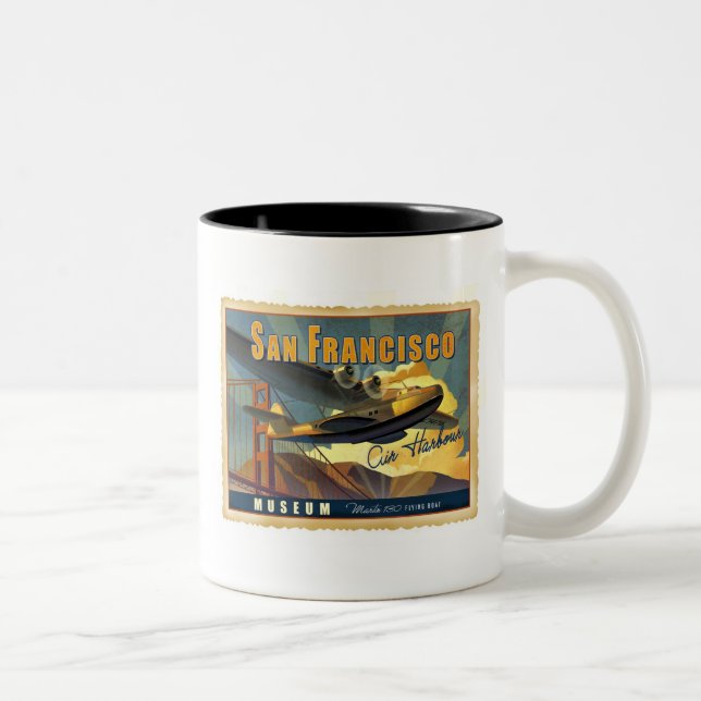 Caneca De Café Em Dois Tons Barco de vôo de Martin 130 (Direita)
