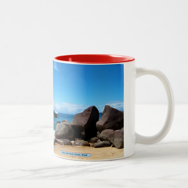 Caneca De Café Em Dois Tons Barco e praia, Paraty, Brasil (Direita)