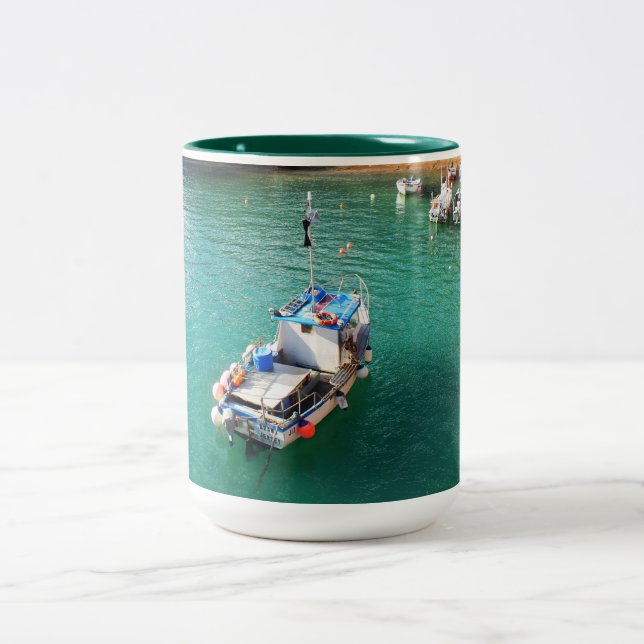 Caneca De Café Em Dois Tons Barcos de pesca na maré alta (Centro)