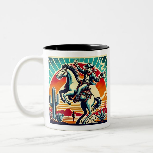 Caneca De Café Em Dois Tons Bareback Life Cowboy Mug (Esquerda)