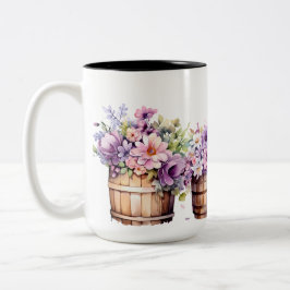 CANECA DE CAFÉ EM DOIS TONS BARREIRAS DE ÁGUA COM PINK PURPER FLOWER