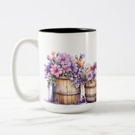 CANECA DE CAFÉ EM DOIS TONS BARREIRAS DE ÁGUA COM PINK PURPER FLOWER