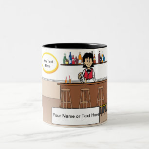 Caneca De Café Em Dois Tons Bartender Personalizado - Cartoon Feminina