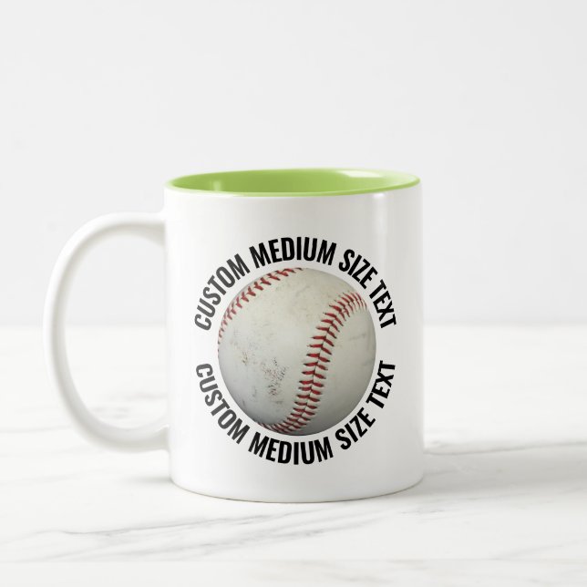 Caneca De Café Em Dois Tons Baseball & Medium Texto LIME VERDE 325ml Personali (Esquerda)