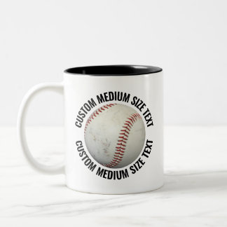 Caneca De Café Em Dois Tons Baseball & Medium Texto PRETO 325g Personalizado