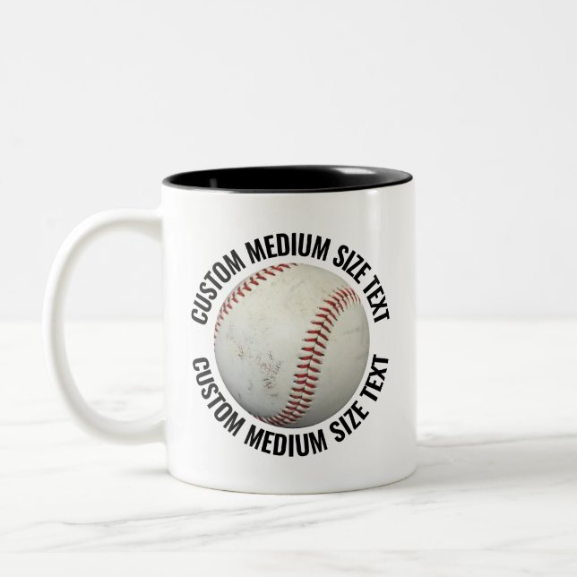 Caneca De Café Em Dois Tons Baseball & Medium Texto PRETO 325g Personalizado (Esquerda)