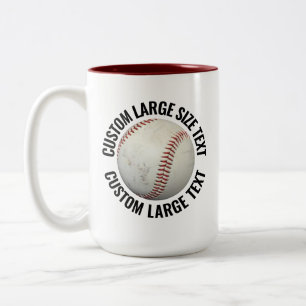 Caneca De Café Em Dois Tons Baseball & Texto Grande MAROON 15oz Personalizado